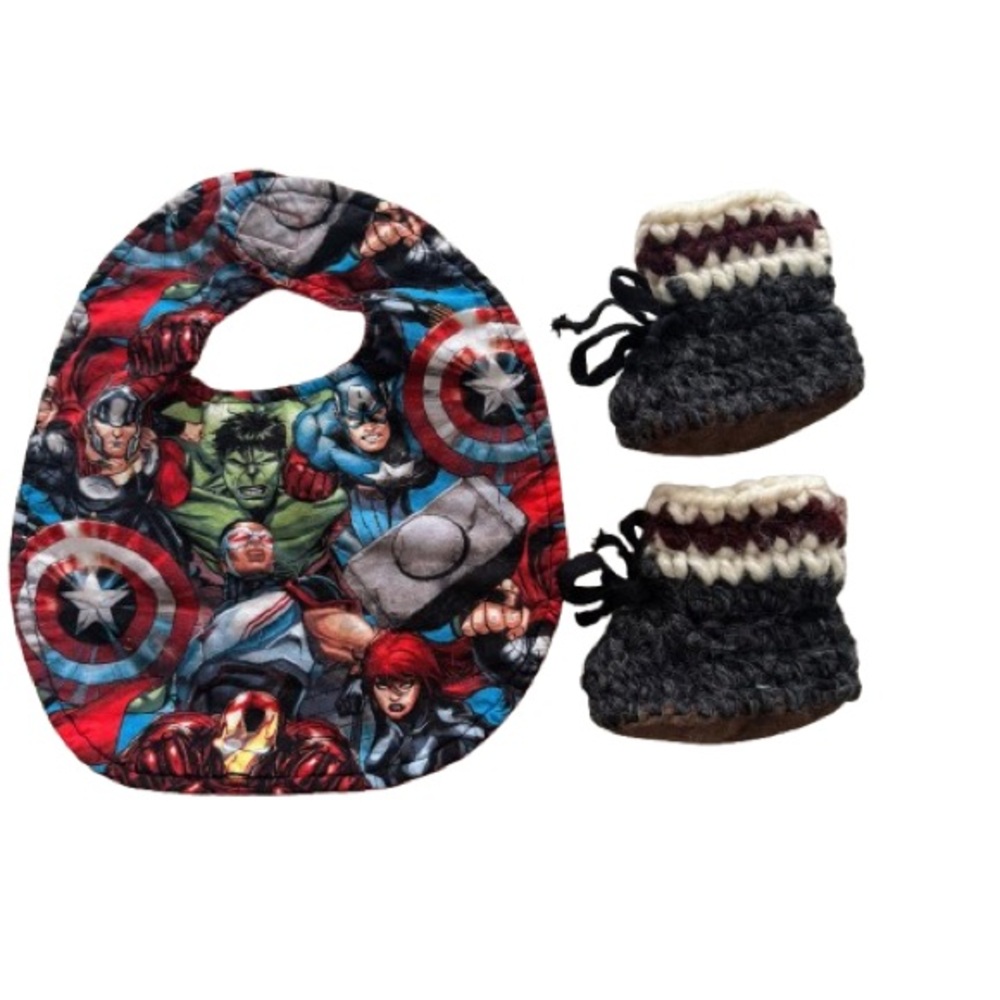 Marvel Red and Black Superhero Bib
